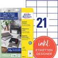 Produktbild: AVERY Zweckform Etiketten 3481-10 weiß 70,0 x 41,0 mm, 10 Blatt