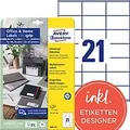 Produktbild: AVERY Zweckform ultragrip Universaletiketten 3481-10 Selbstklebend DIN A4 Weiß 70 x 41 mm 10 Blatt à 21 Etiketten