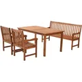 Produktbild: Merxx Santos Set 4tlg., 2 Sessel, 1 Bank 3-sitzig, Tisch 150 x 90 cm, Eukalyptus