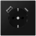 Produktbild: Jung LS1520-15CASWM SCHUKO Steckdose mit USB-Ladegerät, Serie LS, graphitschwarz matt