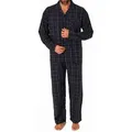 Produktbild: Normann Pyjama Herren langarm Flanell Pyjama Set Schlafanzug zum durchknöpfen schwarz 56