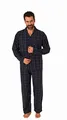 Produktbild: NORMANN-Wäschefabrik Herren Langarm Flanell Pyjama Set Schlafanzug zum durchknöpfen - 222 101 15 871, Farbe:schwarz, Größe:56