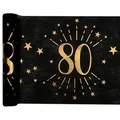 Produktbild: 80. Geburtstag schwarz gold Tischläufer 5 m x 30 cm Zahl 80