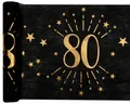 Produktbild: Tischläufer Vlies 80 schwarz-gold 30cm x 5m Geburtstag Tischdekoration Party