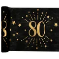 Produktbild: (1qm=5,99 EUR) Tischläufer Happy Birthday 80, schwarz-gold, 30cm x 5m