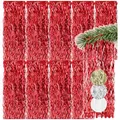 Produktbild: com-four® 10x Lametta - rote Lametta Girlande für Weihnachten - Christbaumschmuck für den Tannenbaum - Lametta-Vorhang mit welligen Fäden (rot - 10 Stück)