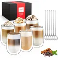 Produktbild: glastal 350ml Doppelwandige Latte Macchiato Gläser Set Borosilikatglas Kaffeetassen Glas 6er Set Kaffeeglas Teegläser für Cappuccino,Latte,Tee,EIS,Eistee,Iced Americano,Milch,Saft,Bier
