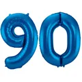 Produktbild: Folienballon 86 cm BLAU Zahl 90 Zahlenballon Luftballon Geburtstag Helium Folat