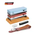 Produktbild: Schleifstein Set Messer 400 1000 3000 8000 Wetzstein Bambusbasis