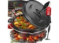 Produktbild: KESSER® Dutch Oven Set BBQ Feuertopf Schmortopf, Gusseisen Topf mit Deckelheber Henkel und Schlitz für Themormeter, kochkessel Grilltopf Gulaschkessel für Oudoor & Indoor