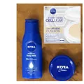 Produktbild: 3tlg. Nivea Make Up Hyaluron Cushion Fluid Kissen Mittel + Creme + Bodycreme