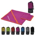 Produktbild: Mikrofaser Handtuch 2er Set inkl. Tragetasche | 138cm x 70cm und 60cm x 30cm | Sports & Travel Towel | Reisehandtuch Ultraleicht, schnelltrocknend, antibakteriell | Towel (Violett)