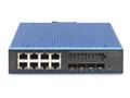 Produktbild: DIGITUS Industrieller 8+4 10G Uplink Port L3 managed Gigabit Ethernet PoE Switch
