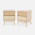 Produktbild: Alice's Home 2er Set Nachttische mit Zwei Schubladen, Holzdekor und Kiefernholzbeinen - Linear