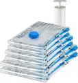Produktbild: Amazon Basics Vakuumkompressions-Aufbewahrungsbeutel mit Handpumpe, Reißverschluss, 6er-Pack (2 x Jumbogröße, 2 x Größe L, 2 x Größe M), Mehrere, Farblos, Transparent