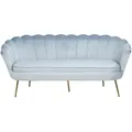 Produktbild: SalesFever Muschel-Sofa | 3-Sitzer | Bezug Samt-Stoff hellgrau | Gestell Metall goldfarben | B 180 x T 76 x H 78 cm