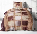 Produktbild: 2-teilige Seersucker Bettwäsche 135x200cm und 80x80cm - Kariert Design Gemustert in Braun - Bettgarnitur aus 100% Baumwolle, bügelfrei (S-396/5)