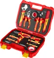 Produktbild: NEO TOOLS Elektriker Werkzeugset: 13-tlg., Isolierte CrV/S2 Werkzeuge, 2x Isolierband, Koffer, Für Montage, Reparatur & Installationen