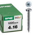 Produktbild: SPAX Universalschraube, 4,0 x 16 mm, 1000 Stück, T-STAR plus, Halbrundkopf, Vollgewinde, 4CUT, WIROX A9J, 0201010400165