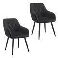 Produktbild: WOLTU 2er Set Esszimmerstühle mit Armlehne Rückenlehne, Stuhl im Esszimmer mit Samtbezug, bequemer Polsterstuhl, Küchenstuhl mit Metallbeinen schwarz