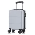 Produktbild: Koffer Trolley Reisekoffer Suitcase, Rollkoffer Handgepäck ,mit 4 Rollen360°, Hartschalenreisekoffer, Zahlenschloss, Weicher Gummigriff (S, Silber)