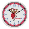 Produktbild: K&L Wall Art FCB Fußball Wanduhr FC Bayern München Uhr Jungenzimmer lautlos ohne Ticken (Maskottchen Berni Kinderlernuhr, 30 cm)