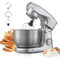Produktbild: VEVOR Knetmaschine Küchenmaschine zum Backen, 1500 W Teigmaschine mit Edelstahlschüssel (4,2 L) & Knethaken & Rührbesen & Schneebesen, 10-Gang einstellbare kippbare Rührmaschine Standmixer