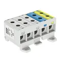 Produktbild: Verteilerblock f. Al/Cu geeignet 10x2,5-35mm2 grau-blau-gelb-grün 1000V AC/DC