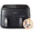 Produktbild: Philips Airfryer 9L Dual Basket, RapidAir, Digital, schwarz (NA351/00) - Schwarz