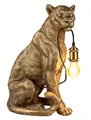 Produktbild: formano Leopard Stehlampe Antik-Gold 51cm - E27 Tischlampe mit Löwenkopf - Vintage Dekolampe für Wohnzimmer & Schlafzimmer - 40W Elegante Beleuchtung Stimmungslampe Tierlampe Löwe