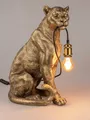 Produktbild: Tischleuchte Lampe Katze Löwe sitzend H:52 cm antik gold -  Tischlampe, Leuchte
