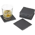 Produktbild: Getränkeuntersetzer Schiefer 8er Set, quadratisch 10x10 cm, pflegeleichte Untersetzer, für Gläser, grau - Relaxdays