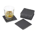 Produktbild: Relaxdays Getränkeuntersetzer Schiefer 8er Set, quadratisch 10x10 cm, Pflegeleichte Untersetzer, für Gläser, grau