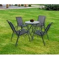 Produktbild: VCM 5-tlg Gartenmöbel Set | Sitzgruppe Essgruppe | 1xTisch, 4x Stühle | Tisch Maße ca. H. 89 x B. 70 x T. 70 cm | Garten Set - Sonlas - Grau