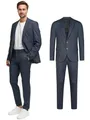 Produktbild: JEFF Herren JFLuke Set Anzug 2-teilig Sakko Hose Bundle | elastischer Herrenanzug Regular Fit für Männer Blue Herringbone, 54