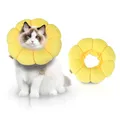 Produktbild: Katzen Halskrause - Schutzkragen Katze M - Weiche PP-Baumwolle - Verhindert Lecken und Beißen nach Operation - Für Erholung Kleiner Hunde und Katzen (Sonnenblume)