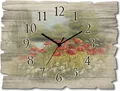 Produktbild: ARTland Holz Wanduhr Quarzuhr - schwarzer Zeiger Mohnwiese am See Größe: 40x30 cm