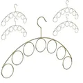 Produktbild: 5 x Kleiderbügel, Schalhalter, edles Design, Bügel für Bluse, Schal, Tuch, Accessoires, 3 mm dünn, Metall, gold