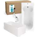 Produktbild: Calmwaters® Badewanne mit Dusche Komplettset 180x80 cm mit Wannenträger & Ablaufgarnitur, Acrylwanne Modern Small 2, Duschzone, Set Badewanne