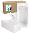 Produktbild: Badewanne Komplettset 180x80 cm Wannenträger Ablaufgarnitur mit Dusche für 2
