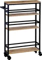 Produktbild: KESPER Nischenwagen schwarz 27842, 50x15x81 cm – schmaler Küchenwagen mit 4 Rollen (2 feststellbar), Metallgestell & Holzablagen