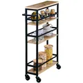 Produktbild: Standregal Regal Küchenregal mit Korb auf Rädern 4 Böden 81 x 50 x 15 cm