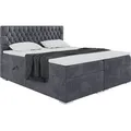 Produktbild: MEBLINI Boxspringbett mit Bettkasten - Gepolstert Doppelbett mit Matratze und Topper - Polsterbett mit Stauraum - Bett mit Kopfteil - Stauraumbett ... - Grau