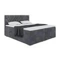 Produktbild: MEBLINI Boxspringbett mit Bettkasten - 180x200 - Gepolstert Doppelbett mit Matratze und Topper - Polsterbett mit Stauraum - Bett mit Kopfteil - Stauraumbett - Dalia - H4/Dunkelgrau Samt