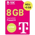 Produktbild: Telekom MagentaMobil Prepaid M mit 13 GB Highspeed-Volumen | 5G/LTE Max & Allnet Flat in alle dt. Netze | unverbrauchtes Datenvolumen weiter nutzen | EU Roaming & Hotspot Flat | 10 EUR Startguthaben