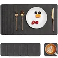 Produktbild: Myir JUN Tischsets Abwaschbar Leder und Untersetzer, Doppelseitigen Platzset 6er Set rutschfest Platzdeckchen Kunstleder (Grau, 6er Set)