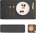 Produktbild: Myir JUN 6x Tischsets Platz-Set Leder & Untersetzer Doppelseitig (Grau) 6er Set