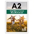 Produktbild: Americanflat Bilderrahmen A2 Weiß - DIN A2 Bilderrahmen aus Verbundholz und Kristallklare Poliertem Plexi-Scheibe - Horizontale und Vertikale Formate für die Wand