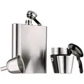 Produktbild: WMF Manhattan Flachmann Edelstahl 6-teilig, Flachmann 200ml, Flask 20cl, Trichter, Stamper im Lederetui, Cromargan Edelstahl mattiert, Geschenkidee