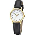 Produktbild: Quarzuhr REGENT, schwarz (schwarz, goldfarben), Armbanduhren, Damen, Quarzuhr, Armbanduhr, Damenuhr, Mineralglas, Lederarmband, analog, Ø28 mm